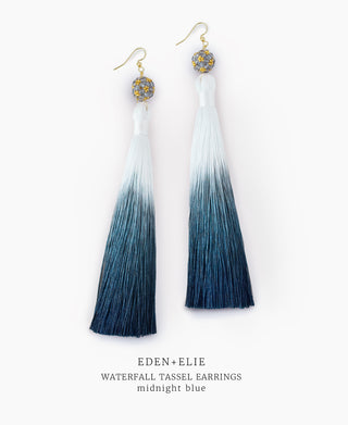 Waterfall Tassel Earrings - Midnight Blue