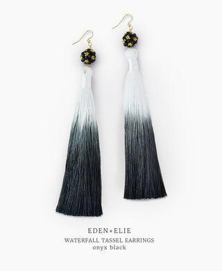 Waterfall Tassel Earrings - Onyx Black