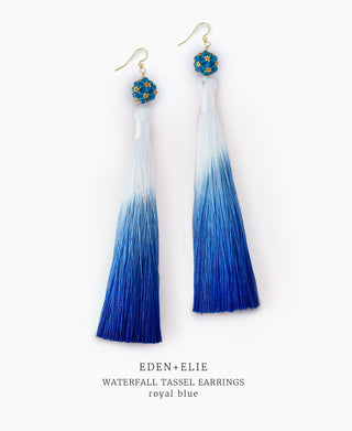 Waterfall Tassel Earrings - Royal Blue