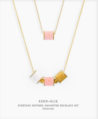 EDEN + ELIE Mother-Daughter twinning necklaces set - blossom pink
