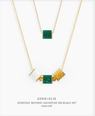EDEN + ELIE Mother-Daughter twinning necklaces set - emerald green