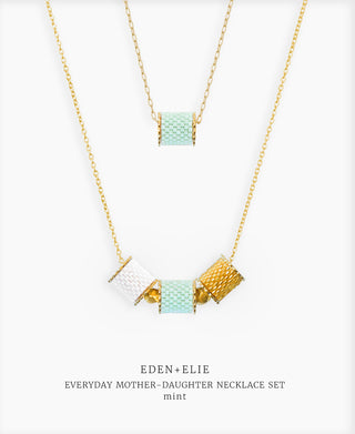 EDEN + ELIE Mother-Daughter twinning necklaces set - mint green