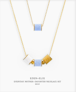 EDEN + ELIE Mother-Daughter twinning necklaces set - mist blue