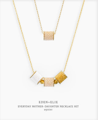 EDEN + ELIE Mother-Daughter twinning necklaces set - light oyster