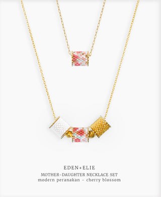 EDEN + ELIE Mother-Daughter twinning necklaces set - cherry blossom