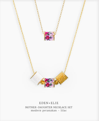 EDEN + ELIE Mother-Daughter twinning necklaces set - peranakan lilac