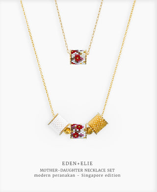 EDEN + ELIE Mother-Daughter twinning necklaces set - peranakan Singapore edition
