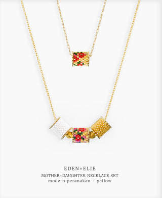 EDEN + ELIE Mother-Daughter twinning necklaces set - peranakan yellow