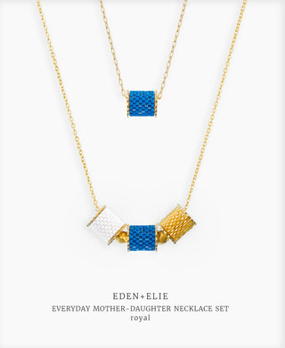 EDEN + ELIE Mother-Daughter twinning necklaces set - royal blue