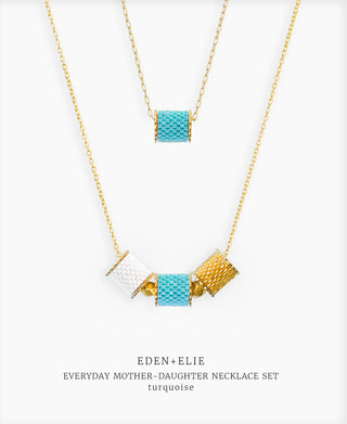 EDEN + ELIE Mother-Daughter twinning necklaces set - turquoise