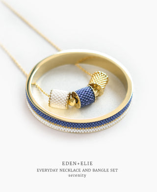EDEN + ELIE Everyday Adjustable Length Necklace + Bangle Set - serenity blue