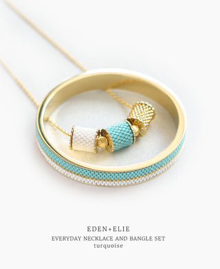 EDEN + ELIE Everyday Adjustable Length Necklace + Bangle Set - turquoise