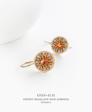 EDEN + ELIE Striped Medallion drop earrings - Balance