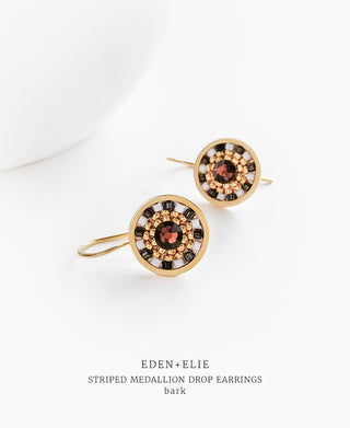 EDEN + ELIE Striped Medallion drop earrings - Bark