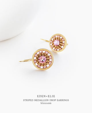 EDEN + ELIE Striped Medallion drop earrings - Blossom