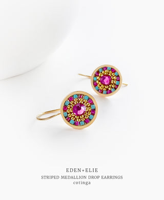 EDEN + ELIE Striped Medallion drop earrings - Cotinga