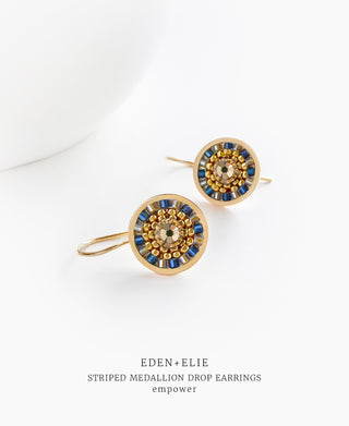 EDEN + ELIE Striped Medallion drop earrings - Empower