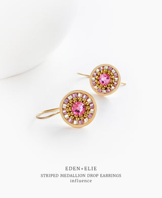 EDEN + ELIE Striped Medallion drop earrings - Influence