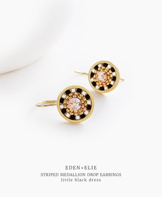 EDEN + ELIE Striped Medallion drop earrings - Little Black Dress