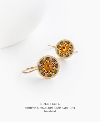 EDEN + ELIE Striped Medallion drop earrings - Lovebird