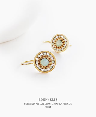 EDEN + ELIE Striped Medallion drop earrings - Mint