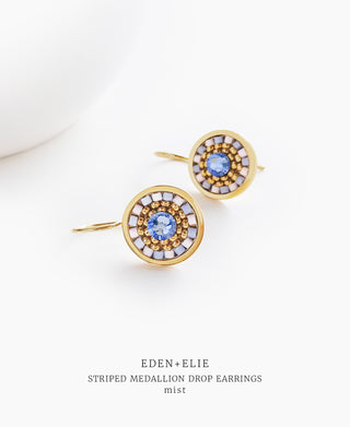 EDEN + ELIE Striped Medallion drop earrings - Mist
