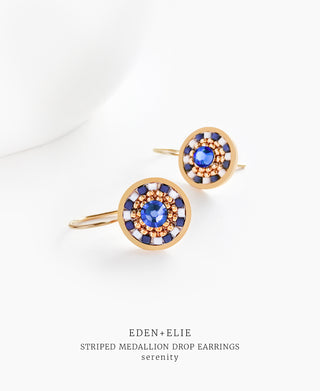 EDEN + ELIE Striped Medallion drop earrings - Serenity