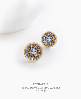 EDEN + ELIE Striped Medallion stud earrings - Challenge