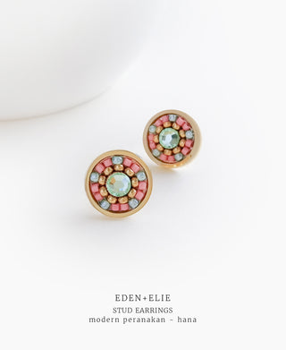 EDEN + ELIE Modern Peranakan flower stud earrings - hana