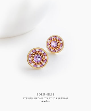 EDEN + ELIE Striped Medallion stud earrings - Heather