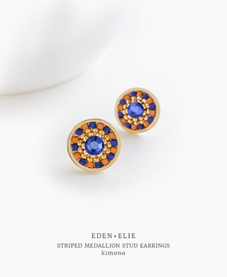 EDEN + ELIE Striped Medallion stud earrings - Kimono