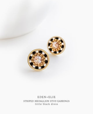 EDEN + ELIE Striped Medallion stud earrings - Little Black Dress