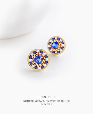 EDEN + ELIE Striped Medallion stud earrings - Serenity