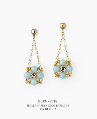 Secret Garden Drop Earrings - Aquamarine