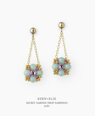 Secret Garden Drop Earrings - Jade