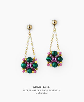 Secret Garden Drop Earrings - Malachite