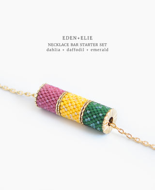 EDEN + ELIE Necklace Bar 3 bead starter set - emerald + daffodil + dahlia