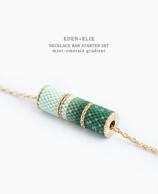 EDEN + ELIE Necklace Bar 3 bead starter set - mint emerald gradient