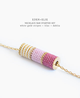 EDEN + ELIE Necklace Bar 3 bead starter set - dahlia + lilac + white gold striped