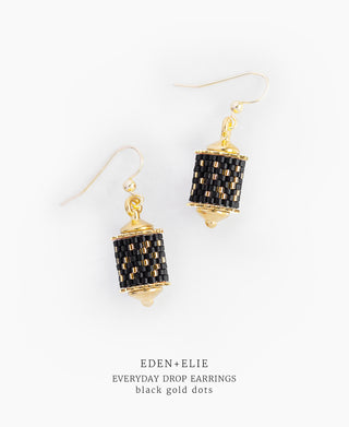 EDEN + ELIE Everyday Drop Earrings - black gold dots