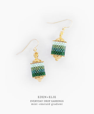 EDEN + ELIE Everyday Drop Earrings - mint emerald gradient