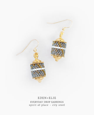Everyday Drop Earrings - Spirit of Place City Steel