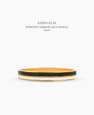 EDEN + ELIE Everyday Gold Narrow Bangle - bark brown