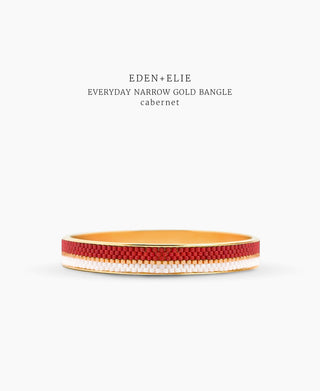 EDEN + ELIE Everyday Gold Narrow Bangle - cabernet red