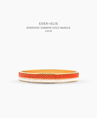 EDEN + ELIE Everyday Adjustable Length Necklace + Bangle Set - coral red