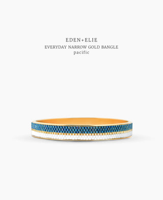 EDEN + ELIE Everyday Gold Narrow Bangle - pacific blue