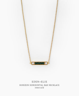 EDEN + ELIE Horizon Horizontal bar necklace - emerald green