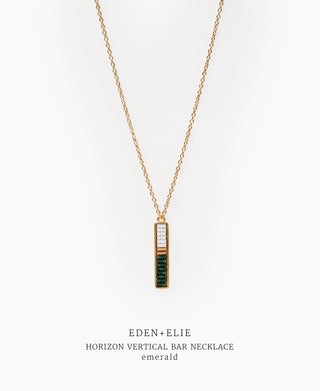 EDEN + ELIE Horizon Vertical bar necklace - emerald green