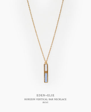 EDEN + ELIE Horizon Vertical bar necklace - mist blue