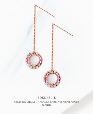 Celestia Circle Threader Earrings (Rose Gold) - Camille